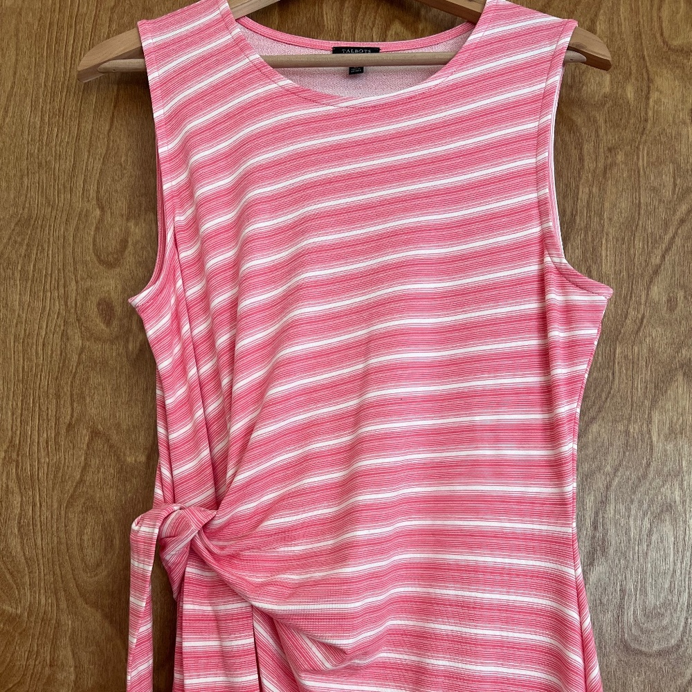 TALBOT'S Pink Stripe Side Tie Sleeveless DRESS